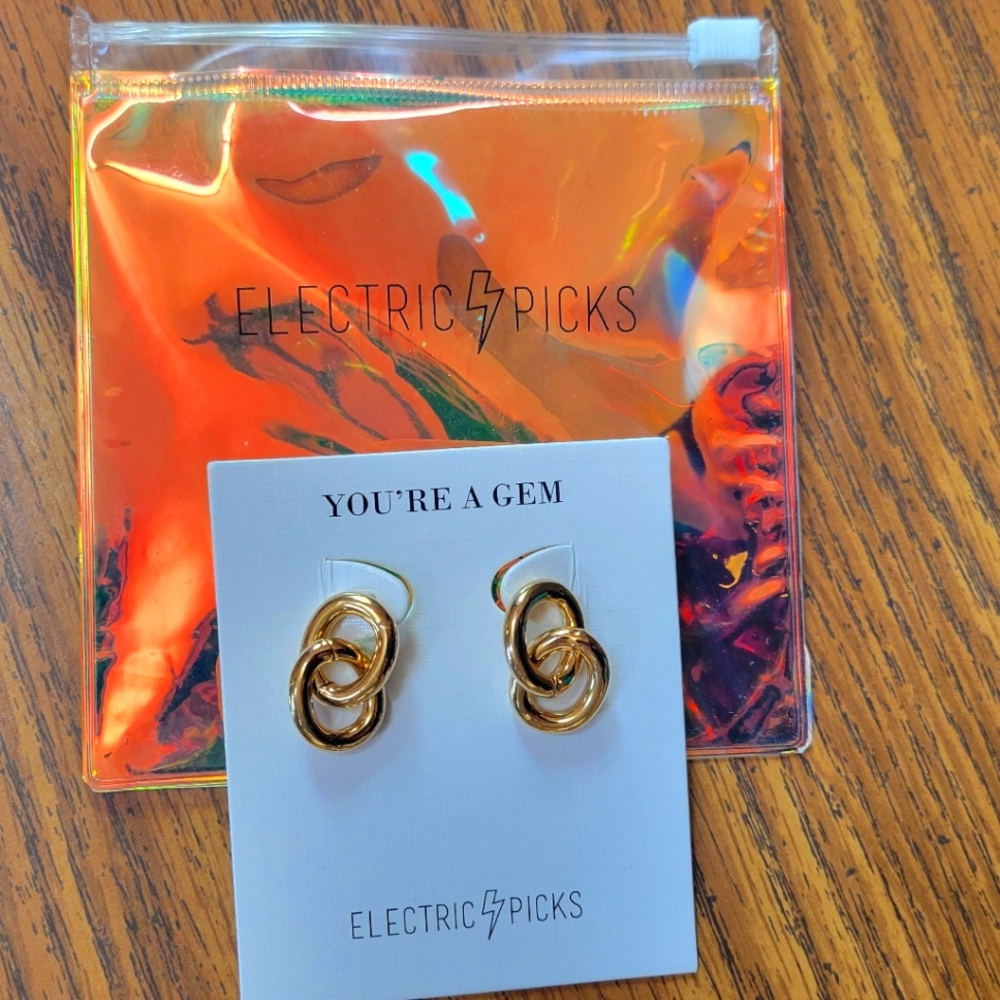 Electric Picks earrings, 14k gold plated
